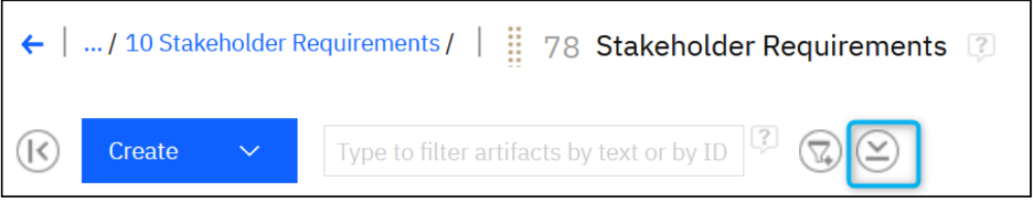 DOORS Next's Open Filters Icon