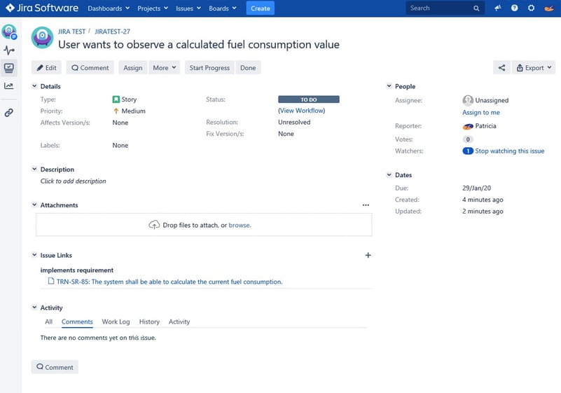 Access implements requirements from DOORS directly inside Jira. Navigate to DOORS with a click.