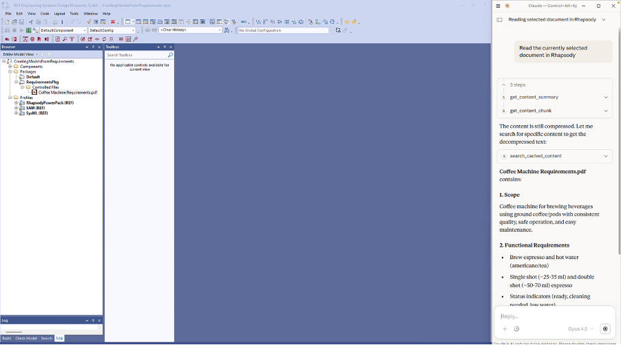 All requirements from the source PDF read, understood, and structured in minutes in Rhapsody with AI.