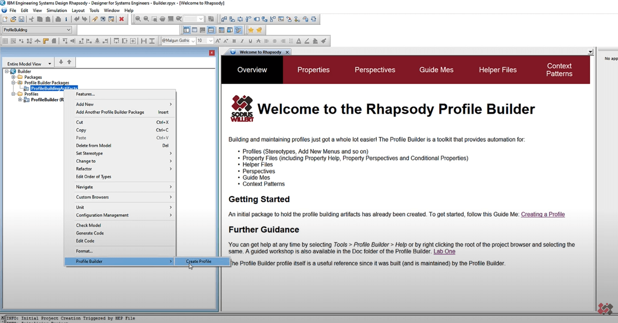 Creating a profile using the SodiusWillert Profile Builder for IBM Rhapsody