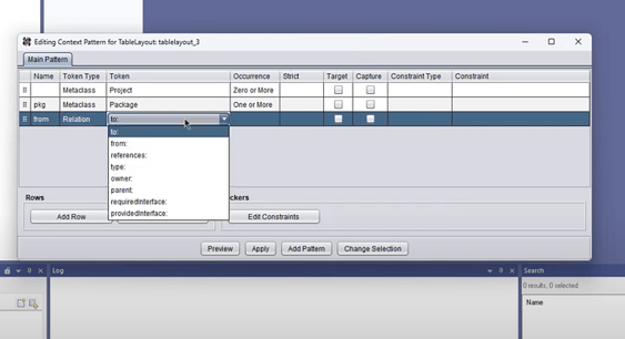 Illustration of Context Pattern Editor with Power Pack for IBM Rhapsody