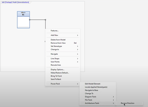 Depiction of how reverse Directions with Power Pack for IBM Rhapsody 