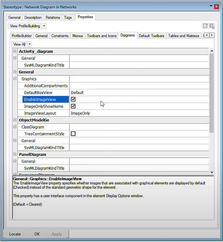 Enabling the display of graphics with Profile Builder’s property perspective