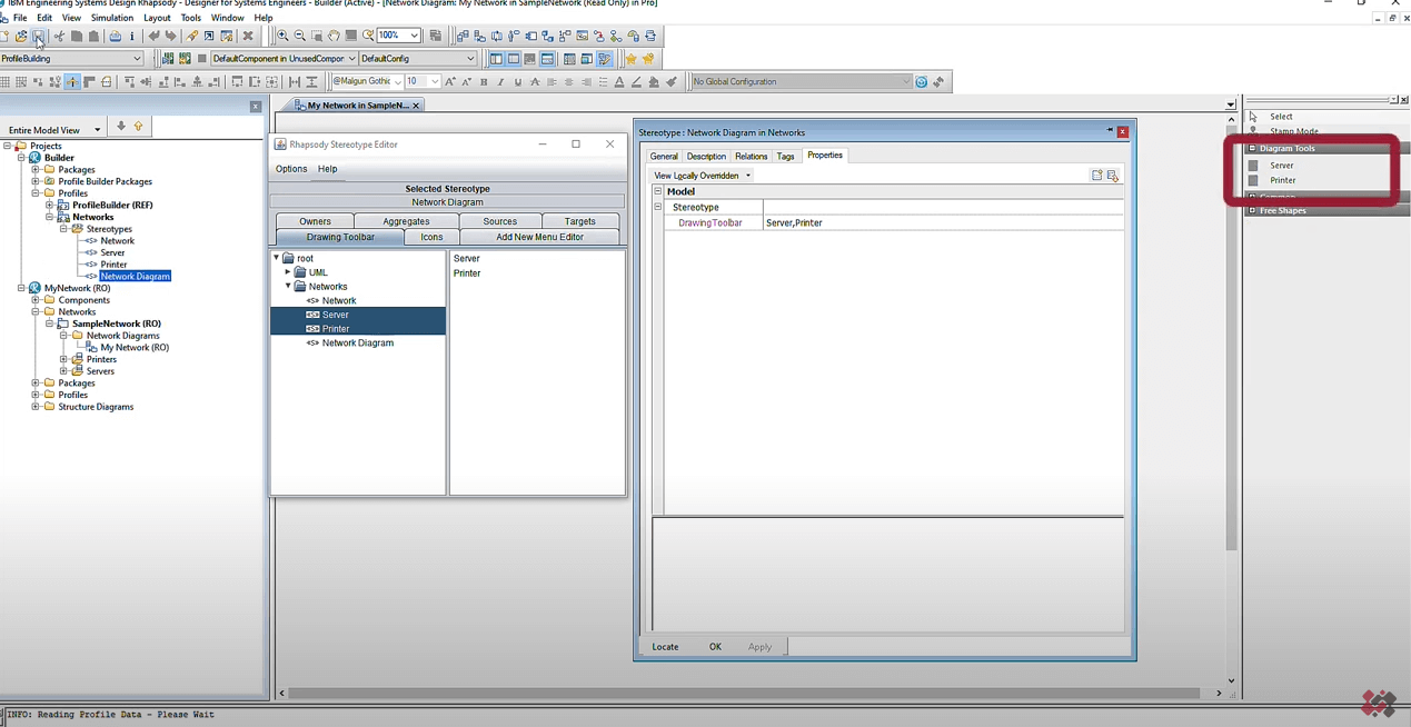 Specifying a custom drawing toolbar using Profile Builder’s Stereotype Editor