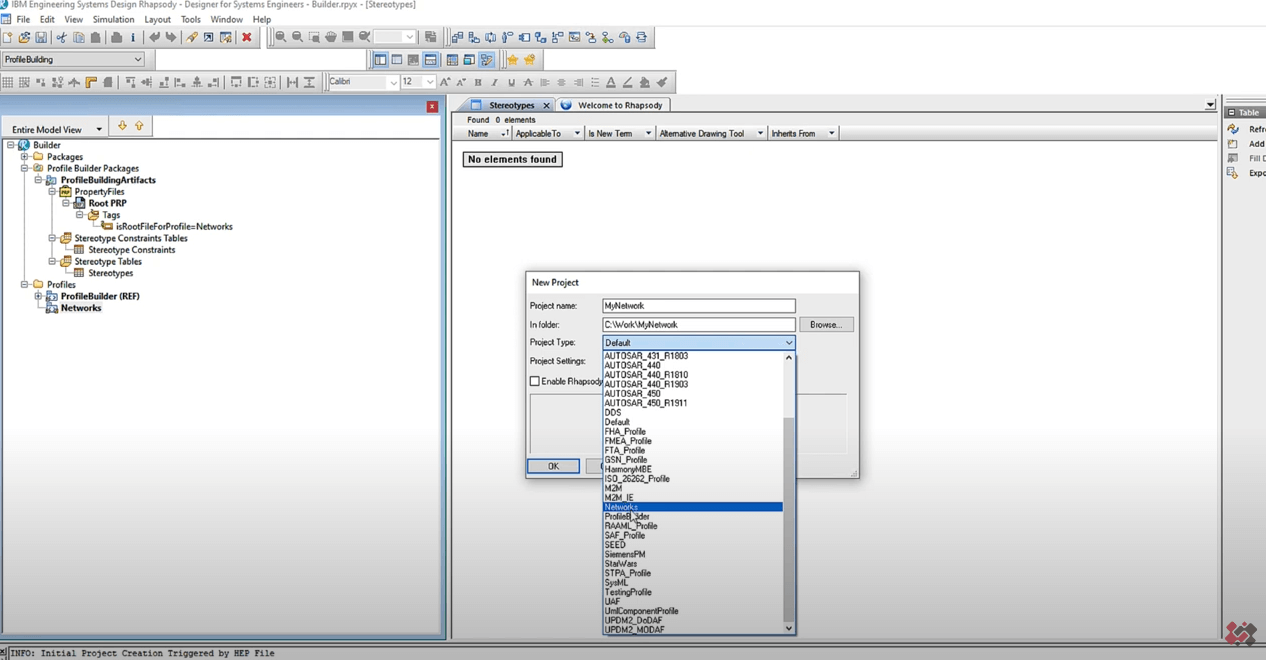 Profiles options by default while creating a new project