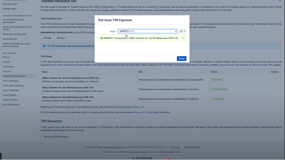 Testing TRS resources for visibility and update times, one of the key enhancements of this new OSLC Release