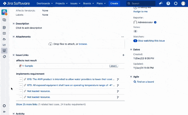 Refresh All links at once with OSLC Connect for Jira