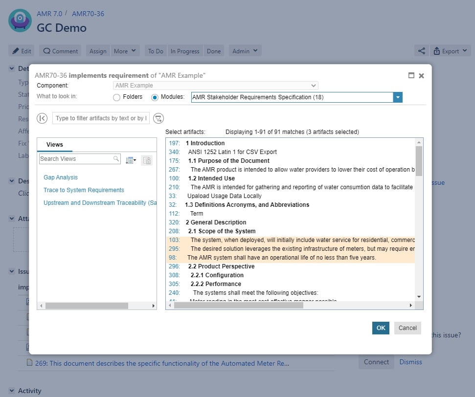 Create from JIRA using DOORS Next dialog_Using changes with configurations in DOORS Next_SodiusWillert