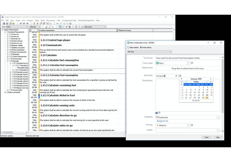 Connect DOORS Classic to Jira and create or link tickets from DOORS to tickets inside Jira.