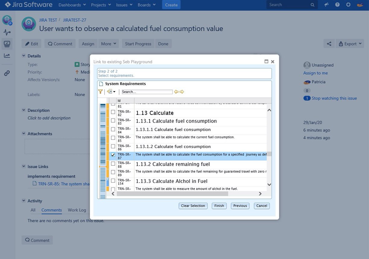 Link to an existing DOORS object from Jira.