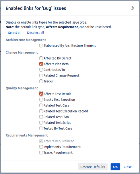 Restrict Possible Links_OSLC Connect for Jira 2.5.0_SodiusWillert