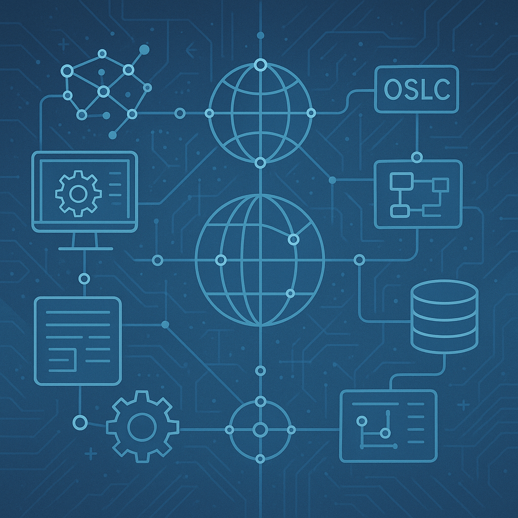 An illustration for an article about optimizing systems and software development with linked data