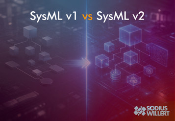 an illustration of an article depicting the differences between SysML v1 and SysML v2