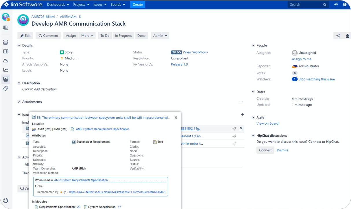 Manage DOORS Next requirements in Jira_Jira DOORS Next interation_OSLC Connect for Jira_SodiusWillert_2