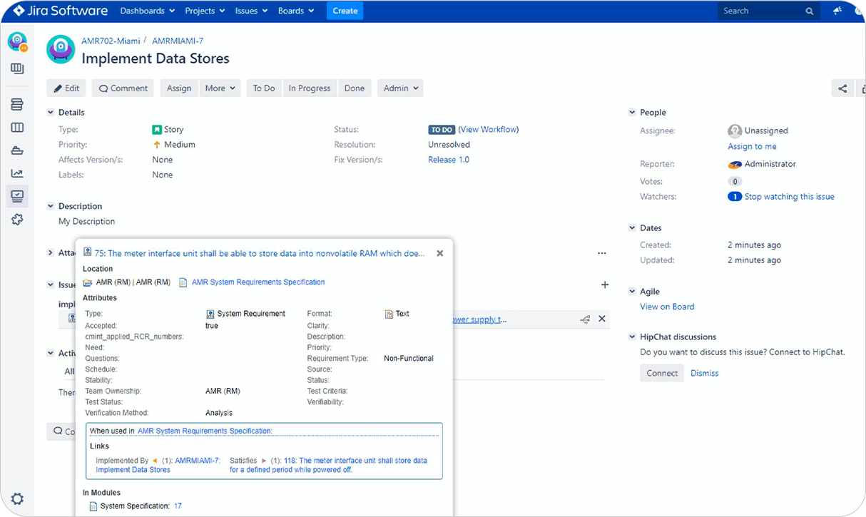 Track Jira Artifacts from DOORS Next_Jira DOORS Next interation_OSLC Connect for Jira_SodiusWillert_3